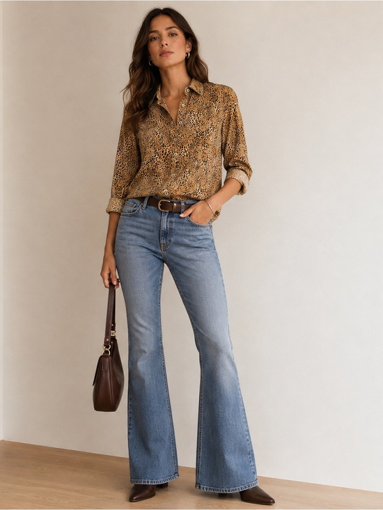 Liz Claiborne Tops - Liz Claiborne Leopard Print Button Front Blouse 100% Cotton Size M